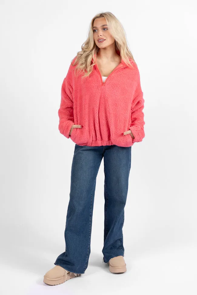 Stay Here Coral Sherpa Pullover FINAL SALE sold by Pink Lily product image thumbnail 2