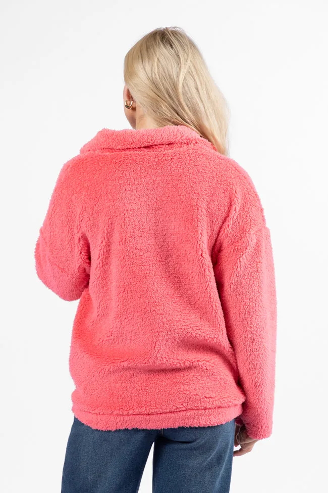 Stay Here Coral Sherpa Pullover FINAL SALE sold by Pink Lily product image thumbnail 5