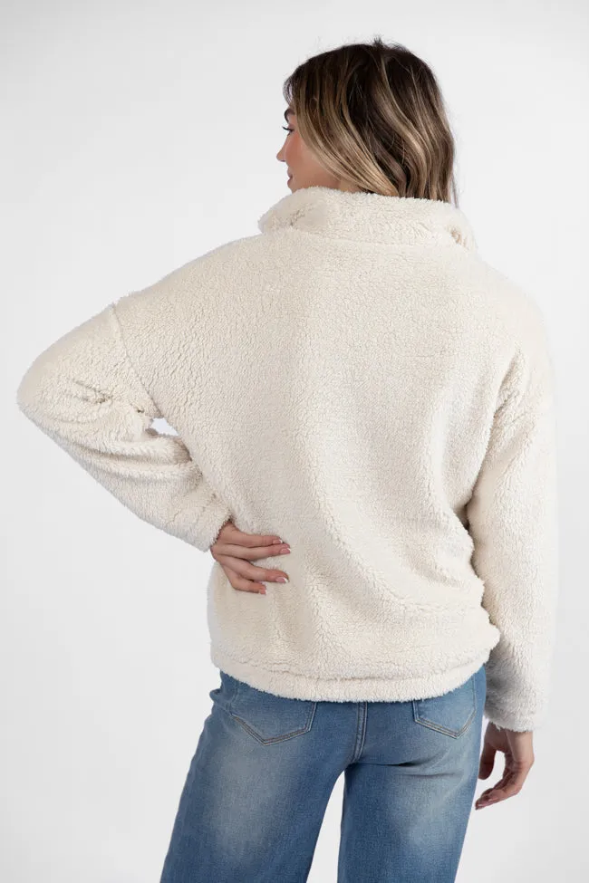 Stay Here Beige Contrast Trim Sherpa Pullover FINAL SALE sold by Pink Lily product image thumbnail 5