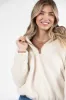 Stay Here Beige Contrast Trim Sherpa Pullover FINAL SALE sold by Pink Lily