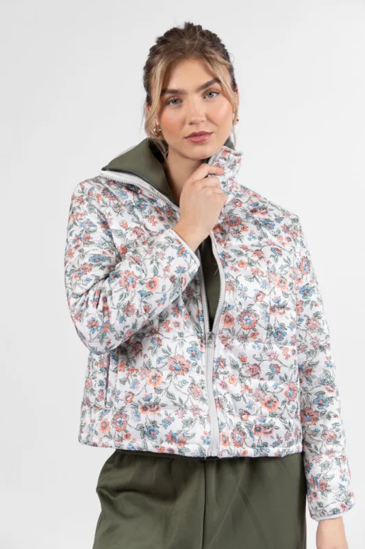 Vail Valley Pink Ivory Multi Floral Quilted Zip Up Jacket FINAL SALE sold by Pink Lily