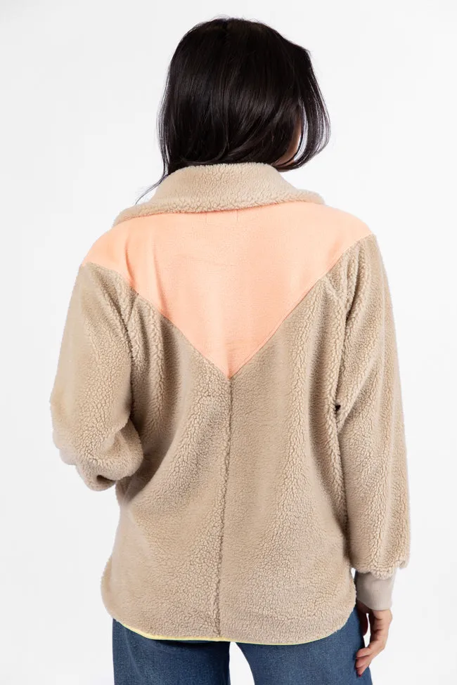 Good Feelings Beige Multi Colorblock Sherpa Pullover FINAL SALE sold by Pink Lily product image thumbnail 5