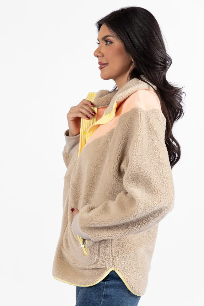 Good Feelings Beige Multi Colorblock Sherpa Pullover FINAL SALE sold by Pink Lily product image thumbnail 4