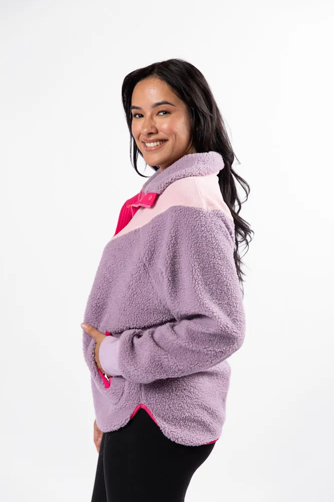 Good Feelings Purple Multi Colorblock Sherpa Pullover FINAL SALE sold by Pink Lily product image thumbnail 4