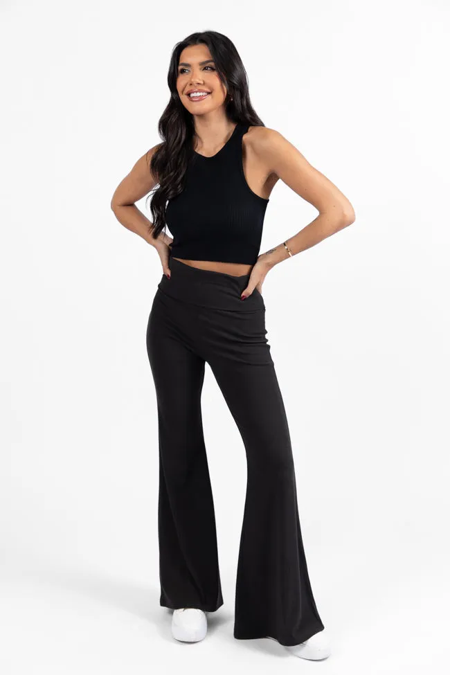 In A Dream Black Brushed Knit Foldover Flare Lounge Leggings DOORBUSTER- Coming Soon sold by Pink Lily product image thumbnail 2