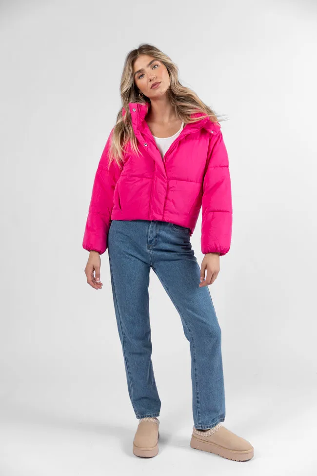 Called It Fuchsia Hooded Puffer Jacket SALE sold by Pink Lily product image thumbnail 2