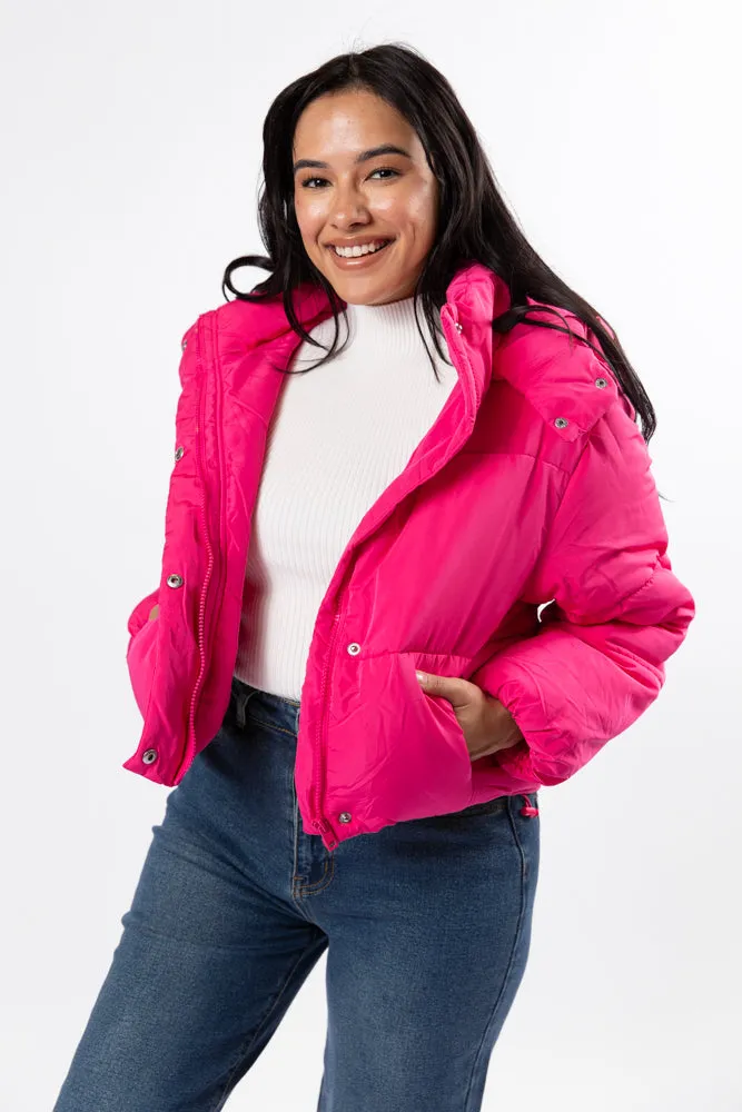 Called It Fuchsia Hooded Puffer Jacket SALE sold by Pink Lily product image thumbnail 3