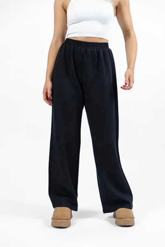 Let's Just Stay Black Knit Wide Leg Pants SALE sold by Pink Lily