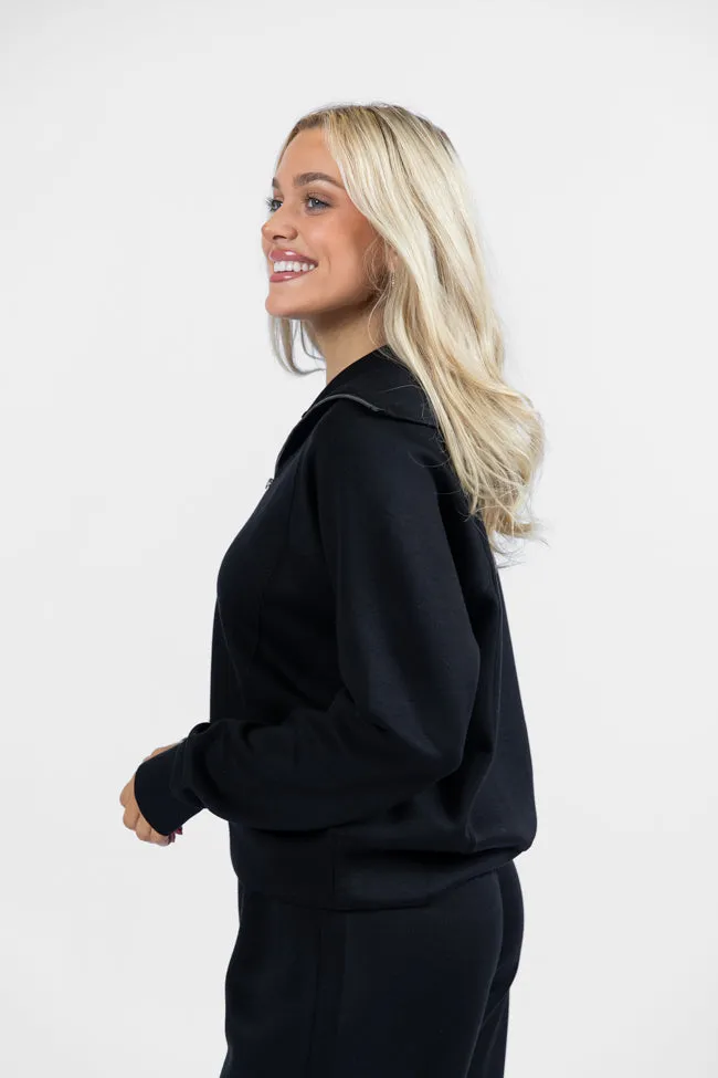 Let's Just Stay Black Quarter Zip Knit Pullover FINAL SALE sold by Pink Lily product image thumbnail 3
