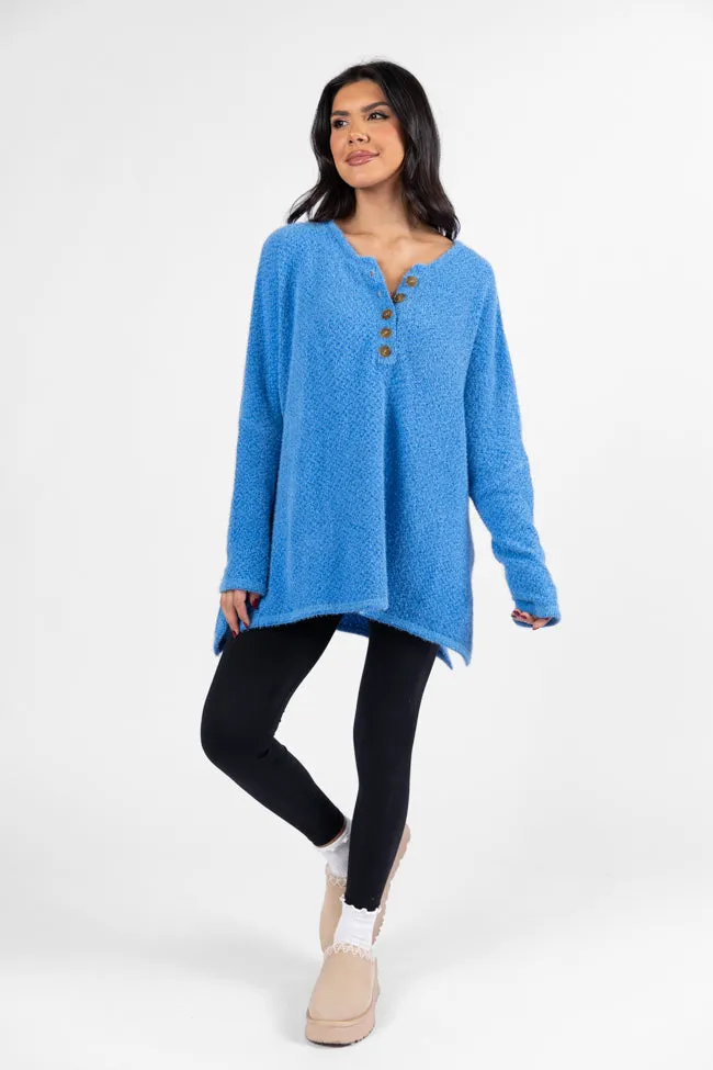 Thinking Of You Blue Fuzzy Henley Blouse FINAL SALE sold by Pink Lily product image thumbnail 2