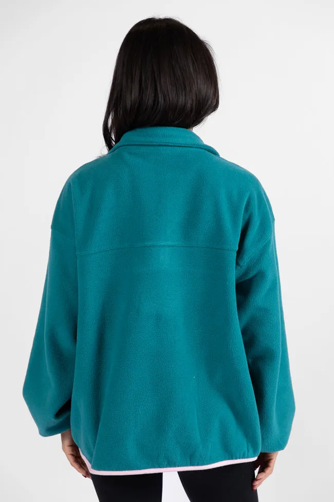 Outside The Box Jade and Pink Contrast Trim Fleece Pullover FINAL SALE sold by Pink Lily product image thumbnail 5