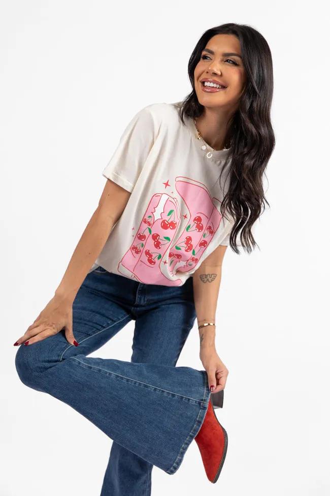 Cherry Boots Cream Graphic Tee FINAL SALE sold by Pink Lily product image thumbnail 4