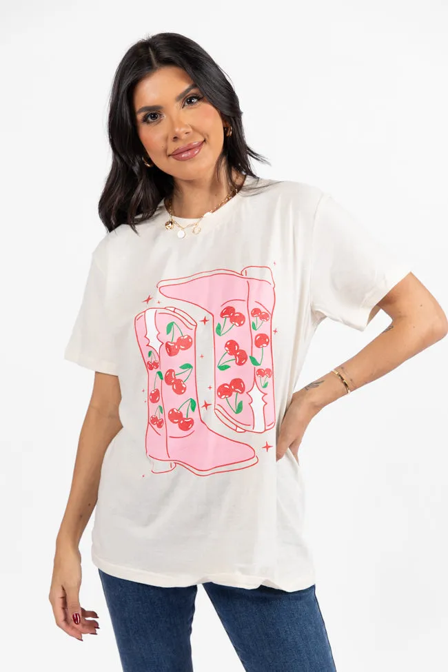 Cherry Boots Cream Graphic Tee FINAL SALE sold by Pink Lily product image thumbnail 3