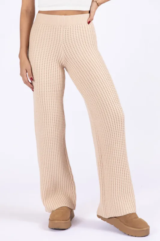 This Is Why Tan Thermal Waffle Knit Pants FINAL SALE sold by Pink Lily