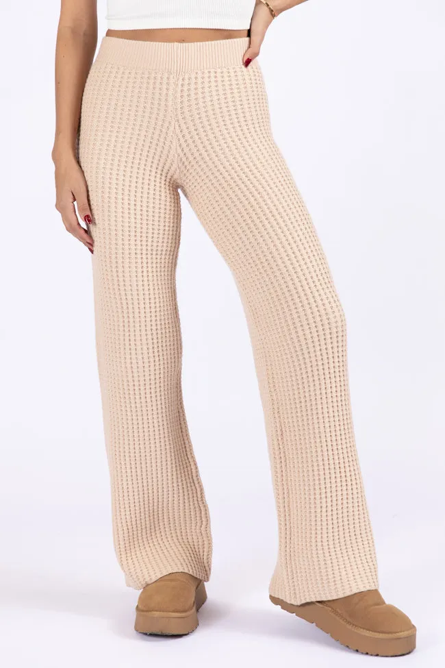 This Is Why Tan Thermal Waffle Knit Pants FINAL SALE sold by Pink Lily