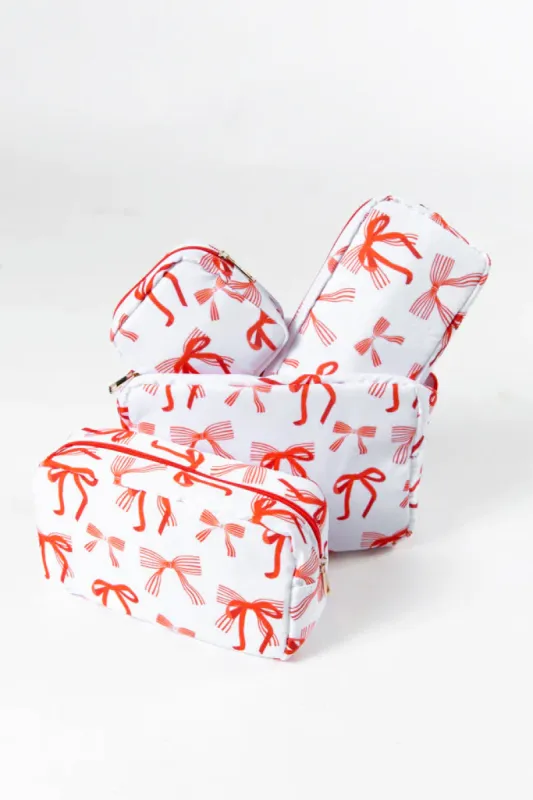 Red Bows 4 Piece Cosmetic Bags Set DOORBUSTER sold by Pink Lily