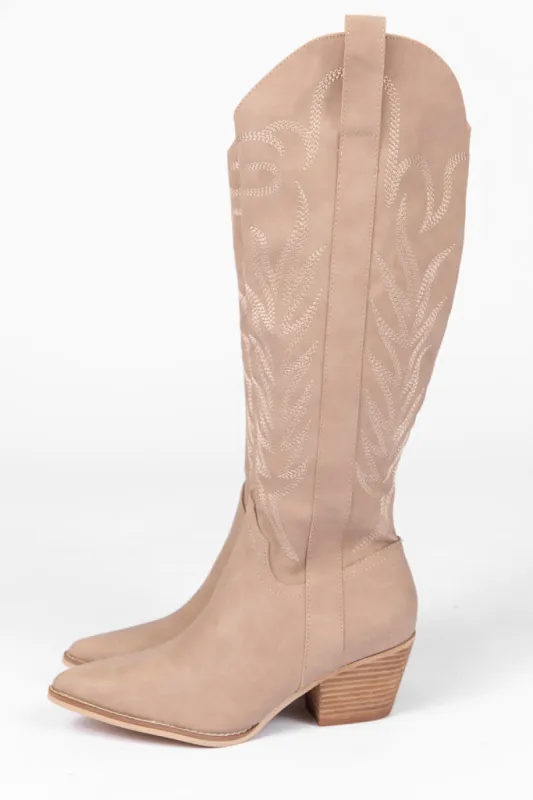 Sweeney Cedarwood Embroidered Tall Boot sold by Pink Lily