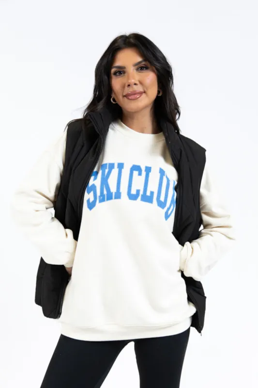 Ski Club Cream Oversized Graphic Sweatshirt sold by Pink Lily