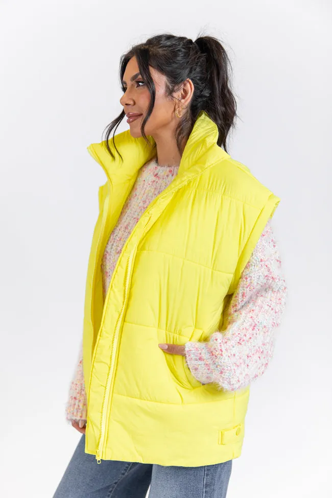 Going Upstate Yellow Oversized Puffer Vest FINAL SALE sold by Pink Lily product image thumbnail 4