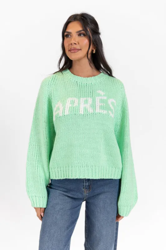 Apres Party Green Sweater FINAL SALE sold by Pink Lily