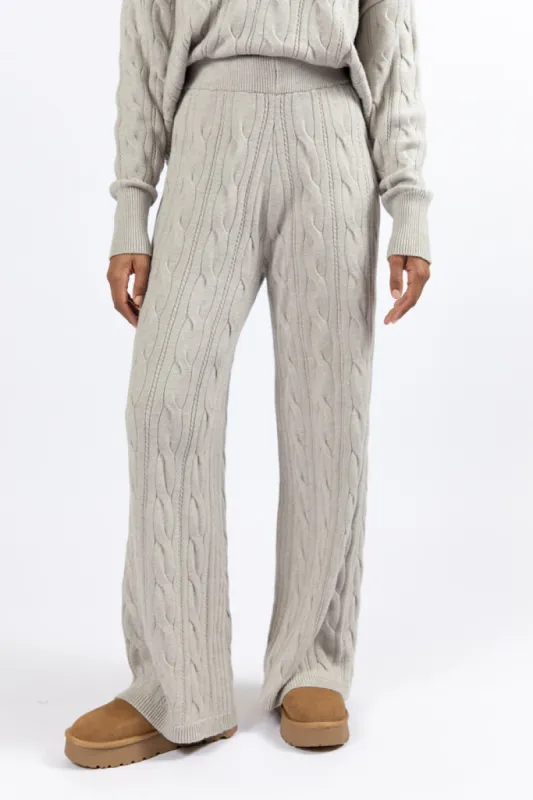 Forever Winter Grey Cable Knit Lounge Pants FINAL SALE sold by Pink Lily