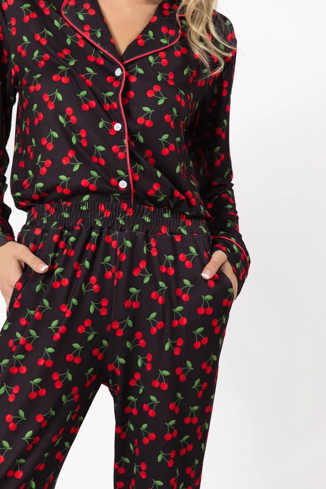 On A Cloud Cherry Plush Pajama Set sold by Pink Lily product image thumbnail 4