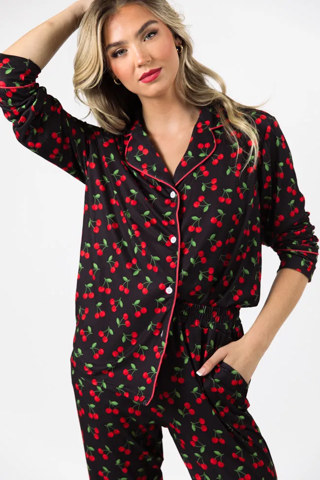 On A Cloud Cherry Plush Pajama Set sold by Pink Lily product image thumbnail 3