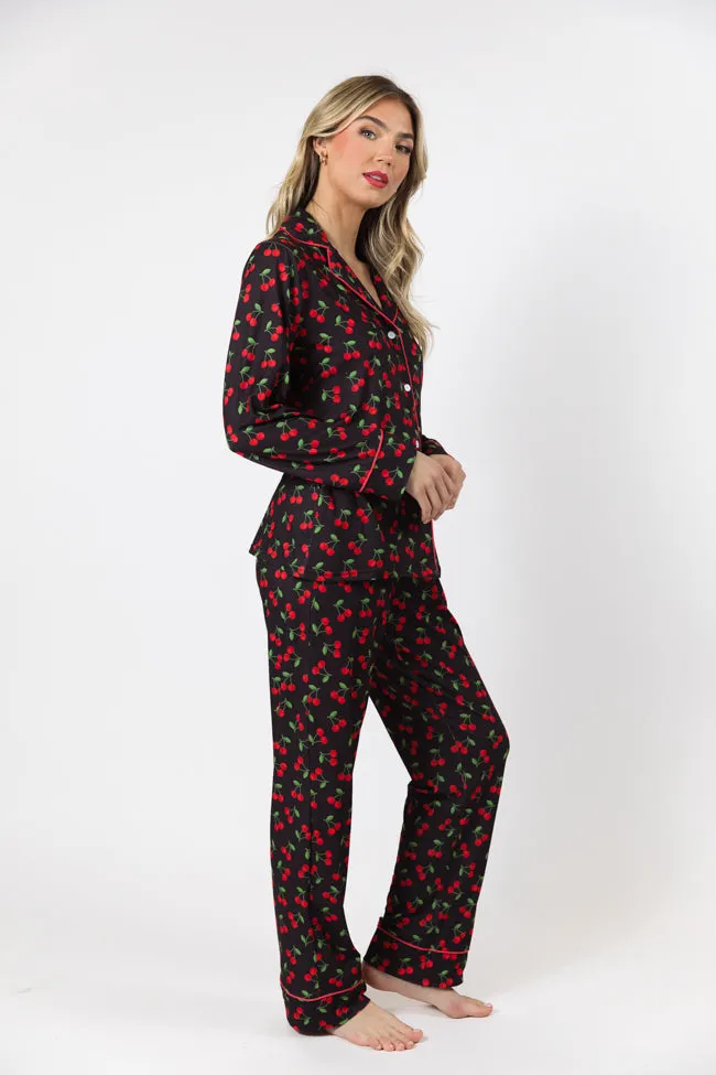 On A Cloud Cherry Plush Pajama Set sold by Pink Lily product image thumbnail 5