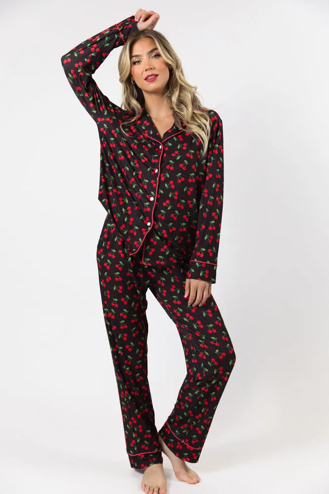 On A Cloud Cherry Plush Pajama Set sold by Pink Lily product image thumbnail 2