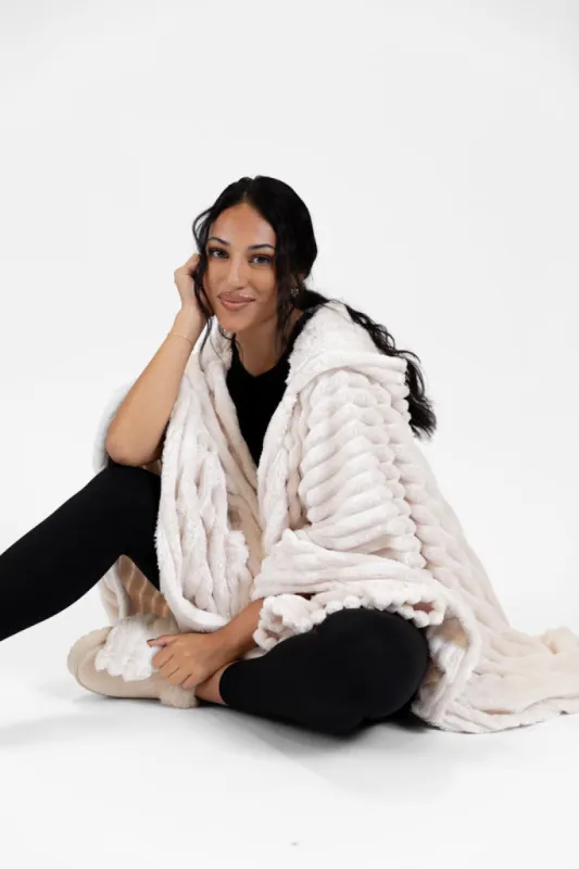 Cover Me Up Cream Luxe Fur Sherpa Wrap sold by Pink Lily