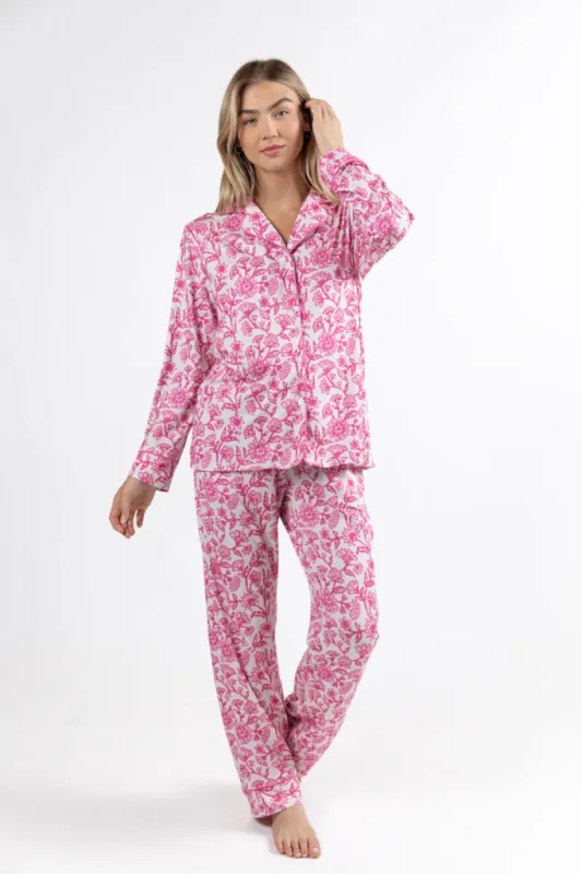 On A Cloud Vintage Pink Floral Plush Knit Pajama Set FINAL SALE sold by Pink Lily