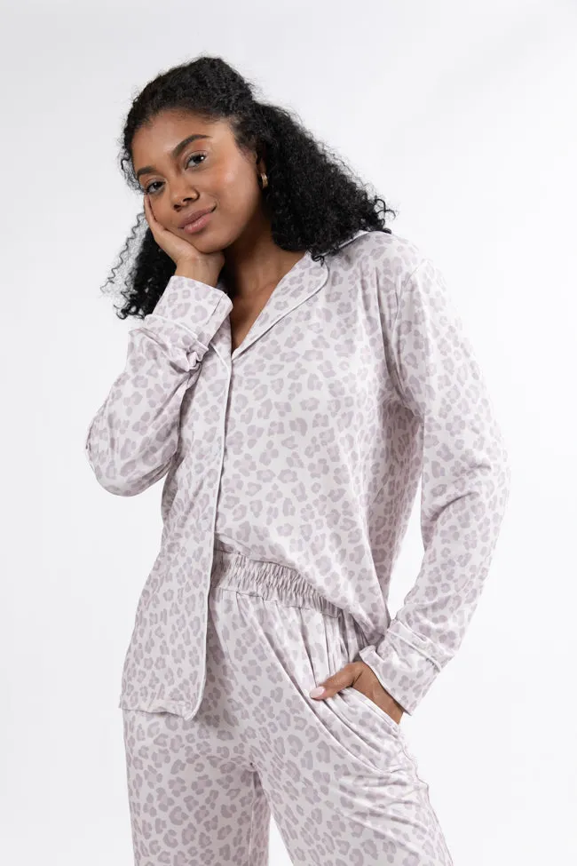 On A Cloud Light Leopard Plush Knit Pajama Set FINAL SALE sold by Pink Lily