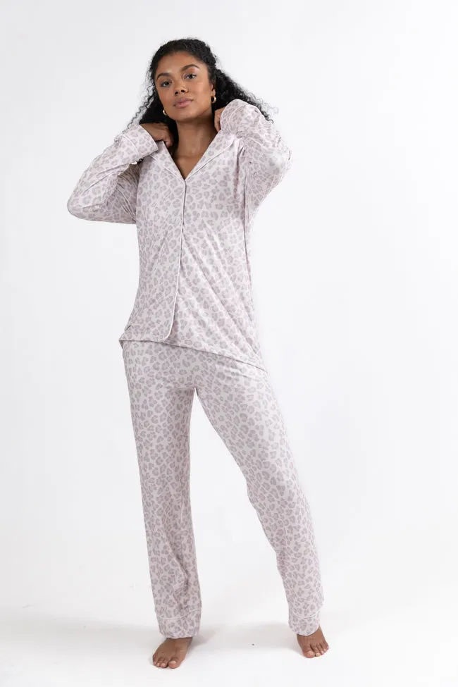 On A Cloud Light Leopard Plush Knit Pajama Set FINAL SALE sold by Pink Lily product image thumbnail 2