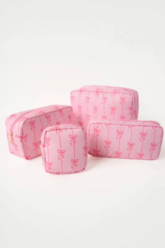 Pink Bows 4 Piece Travel Pouch Set DOORBUSTER sold by Pink Lily