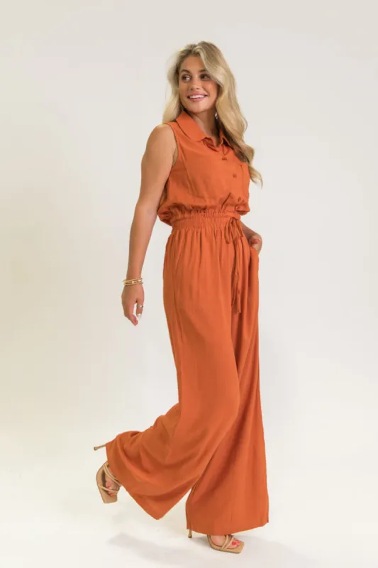 Sadie Grace Terracotta Jumpsuit FINAL SALE sold by Pink Lily