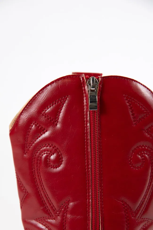 Daelyn Red Leather Cowboy Boots sold by Pink Lily product image thumbnail 3