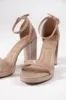 Shivani Nude Leather Heels SALE sold by Pink Lily