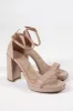 Shivani Nude Leather Heels SALE sold by Pink Lily