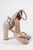 Shivani Nude Leather Heels SALE sold by Pink Lily