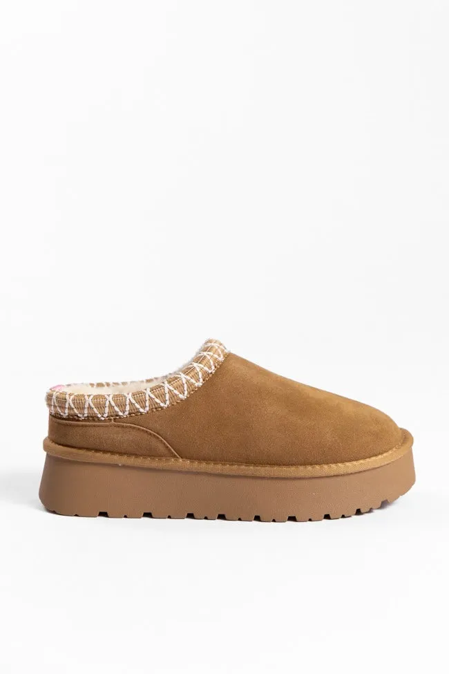 Sydney Chestnut Platform Slipper sold by Pink Lily