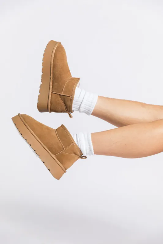Georgia Chestnut Platform Mini Boots FINAL SALE sold by Pink Lily