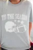 'Tis The Season Football Light Grey Oversized Graphic Tee sold by Pink Lily