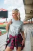 'Tis The Season Football Light Grey Oversized Graphic Tee sold by Pink Lily