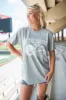 'Tis The Season Football Light Grey Oversized Graphic Tee sold by Pink Lily