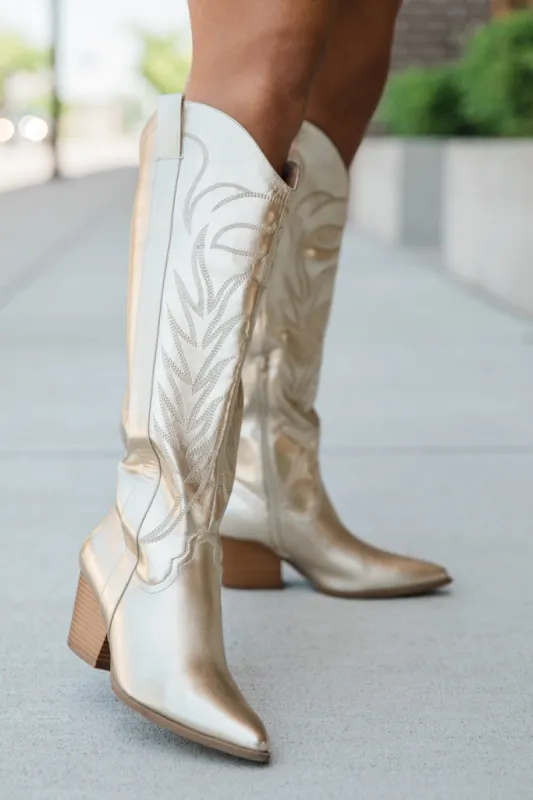 Shania Metallic Gold Cowboy Boots FINAL SALE made by Qupid