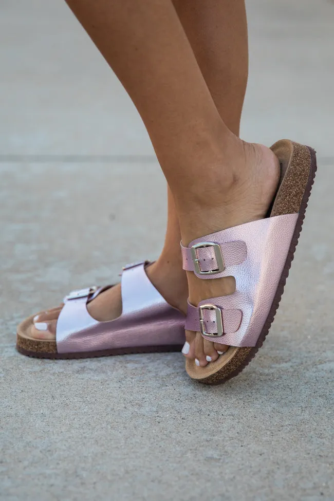 Andrea Pink Metallic Double Strap Sandals FINAL SALE sold by Pink Lily product image thumbnail 3