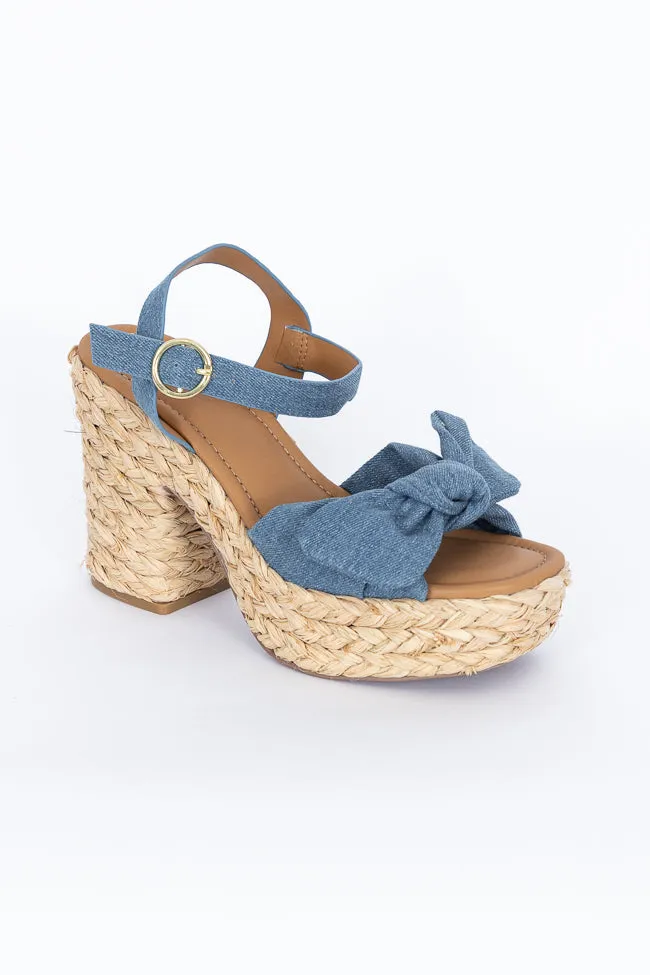 Kacey Chambray Bow Woven Heels sold by Pink Lily product image thumbnail 4