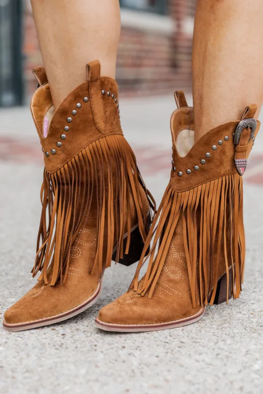 Jayde Camel Fringe Booties FINAL SALE sold by Pink Lily