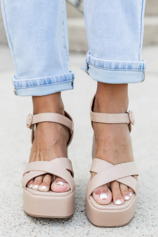 Jenni Nude Criss Cross Heels FINAL SALE sold by Pink Lily