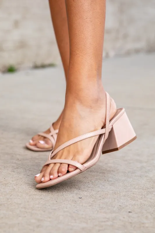 Kelsey Nude Low Block Heels FINAL SALE sold by Pink Lily